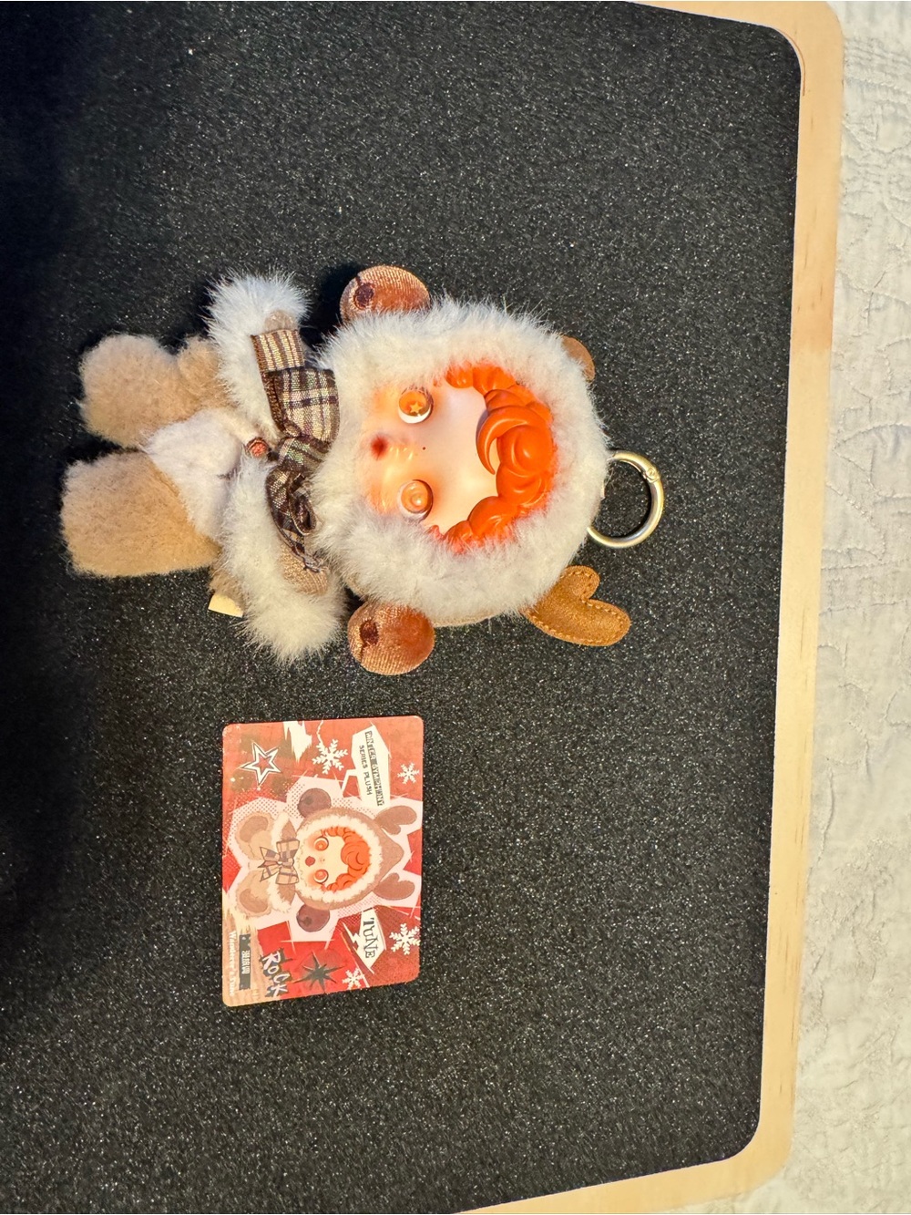 Skullpanda  Keychain Doll with Orange Hair and Cream Fur Hood - Kids Toys